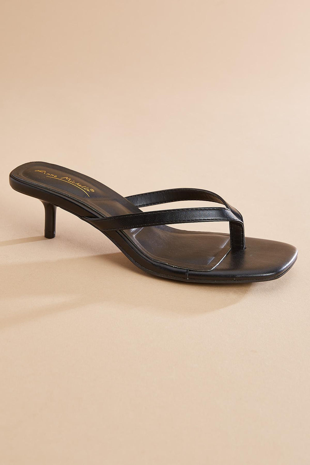 faux leather thong sandal kitten heels Versona Trends|Shoes