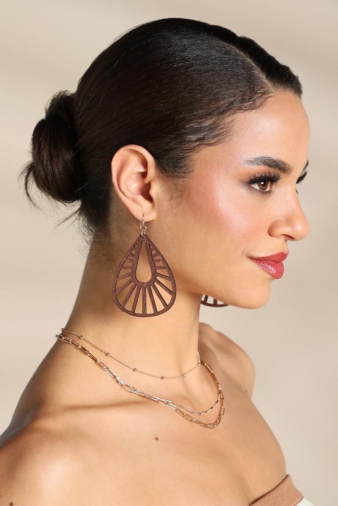 wood tear cut out earrings Versona Trends|Jewelry