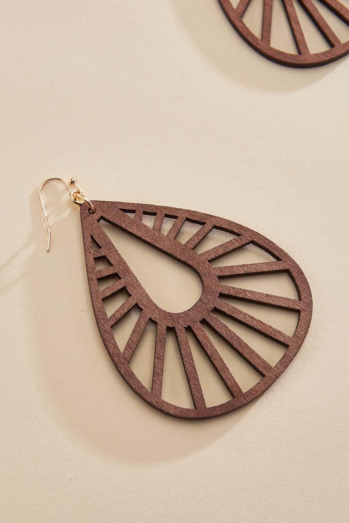 wood tear cut out earrings Versona Trends|Jewelry