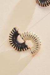 black white raffia curved earrings Versona Trends|Jewelry