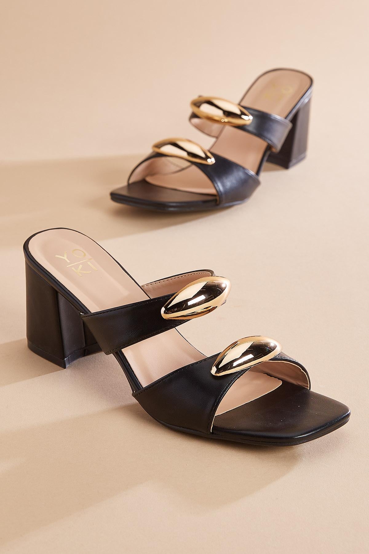gold embellished double band heels Versona Trends|Shoes