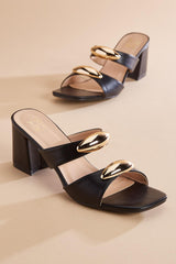gold embellished double band heels Versona Trends|Shoes
