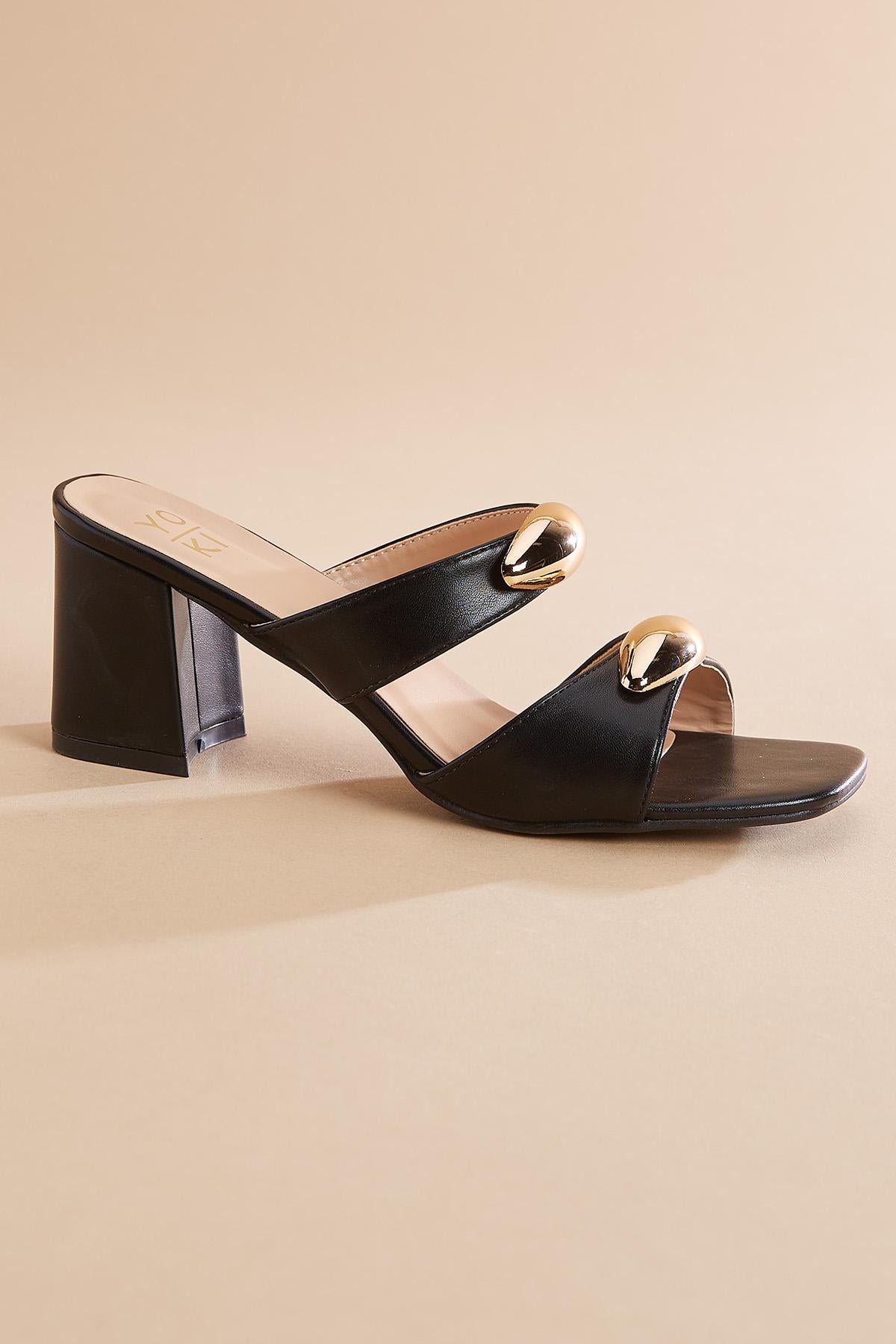 gold embellished double band heels Versona Trends|Shoes