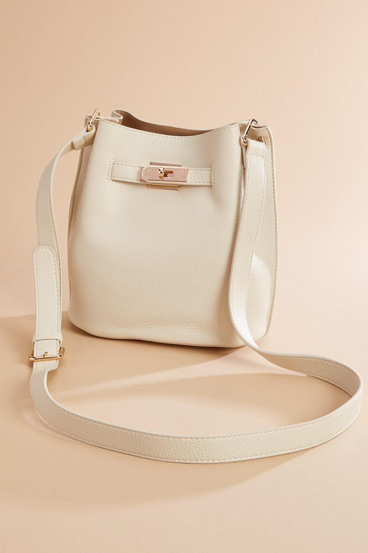 ivory faux leather bucket bag Versona Trends|Accessories