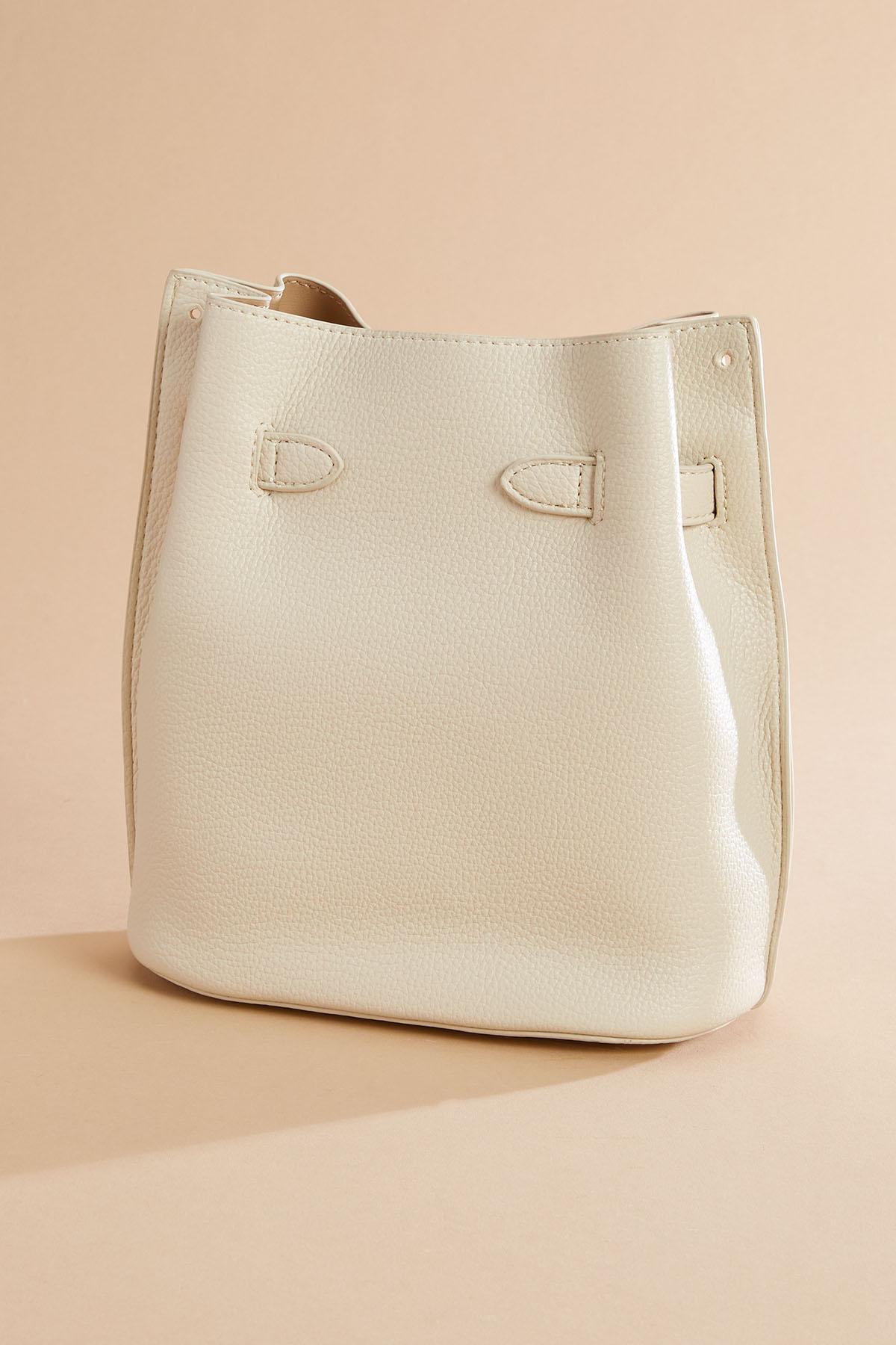 ivory faux leather bucket bag Versona Trends|Accessories