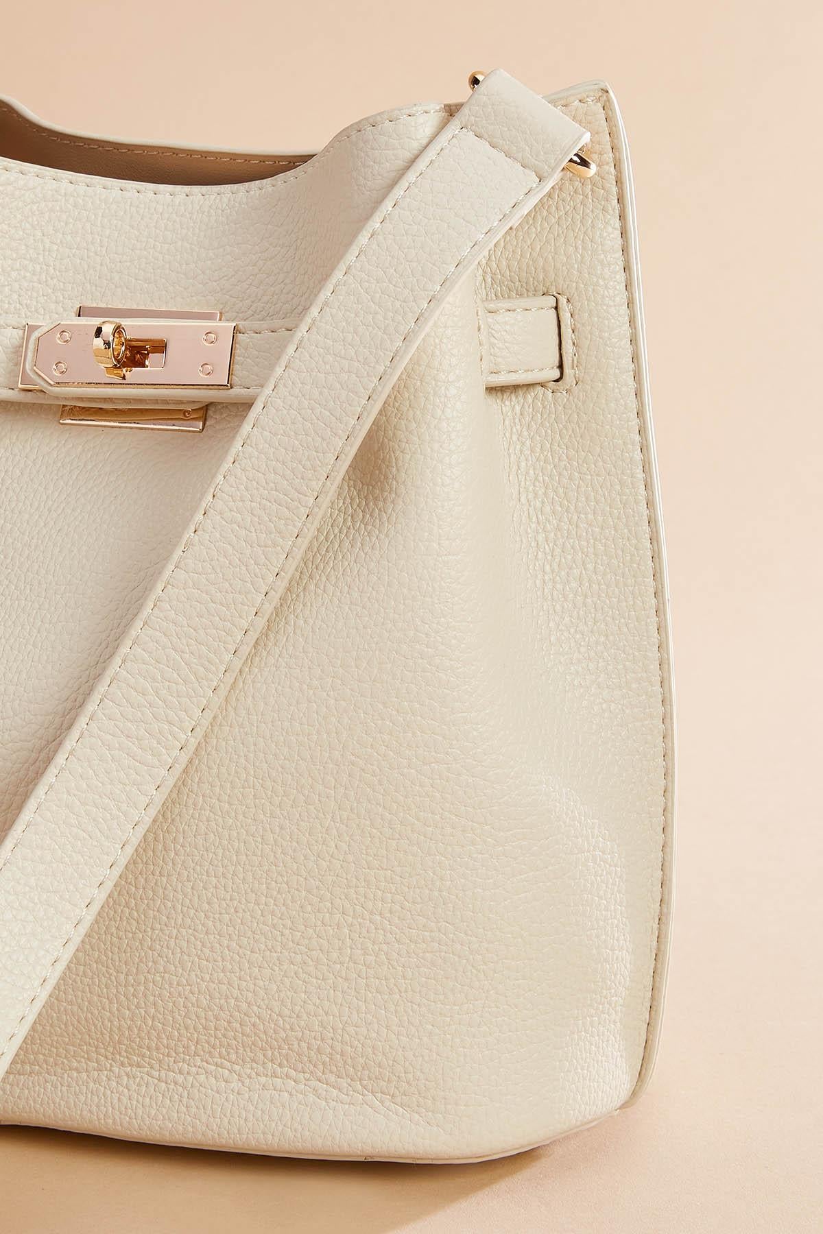 ivory faux leather bucket bag Versona Trends|Accessories