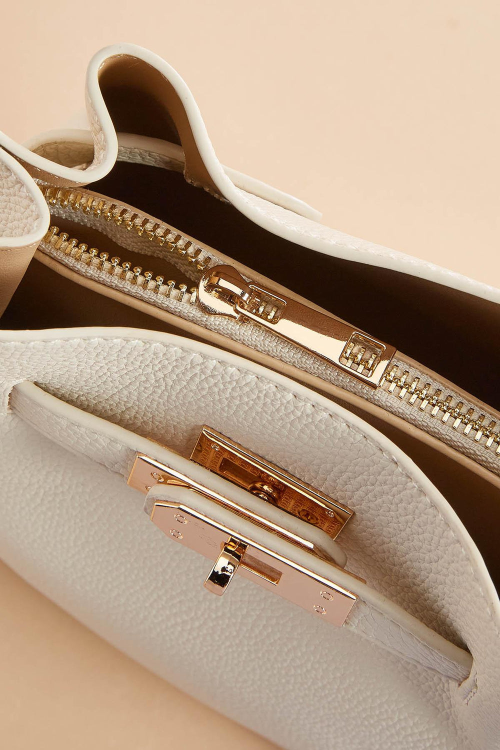 ivory faux leather bucket bag Versona Trends|Accessories