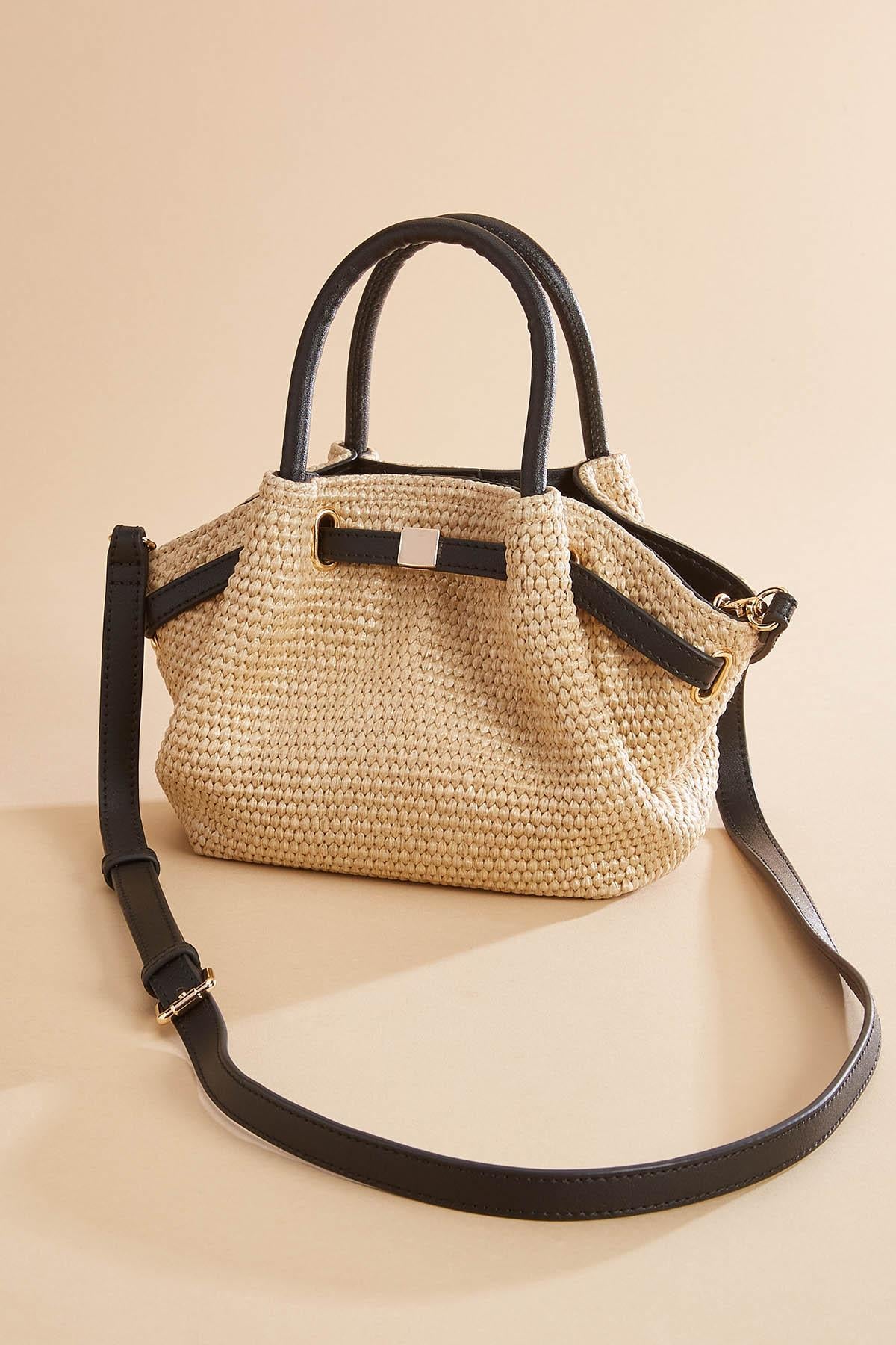 straw cinch top satchel Versona Trends|Accessories