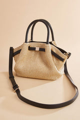 straw cinch top satchel Versona Trends|Accessories