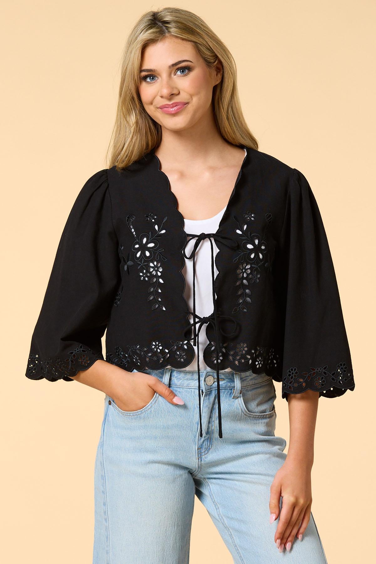 desert rose embroidered bolero Versona Trends|Accessories
