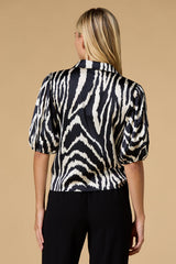 earning my stripes satin shirt Versona Trends