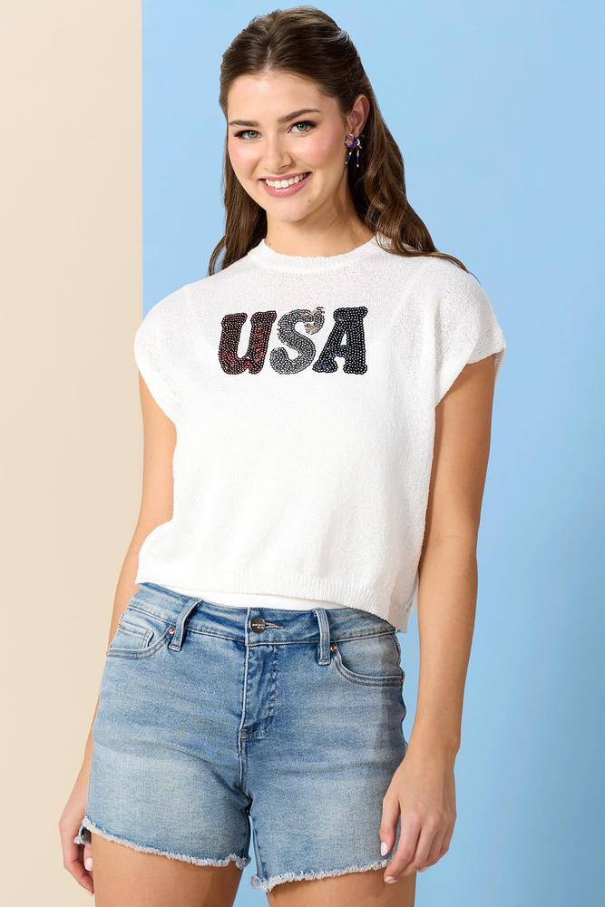 born in the usa sequin sweater Versona Trends|Apparel