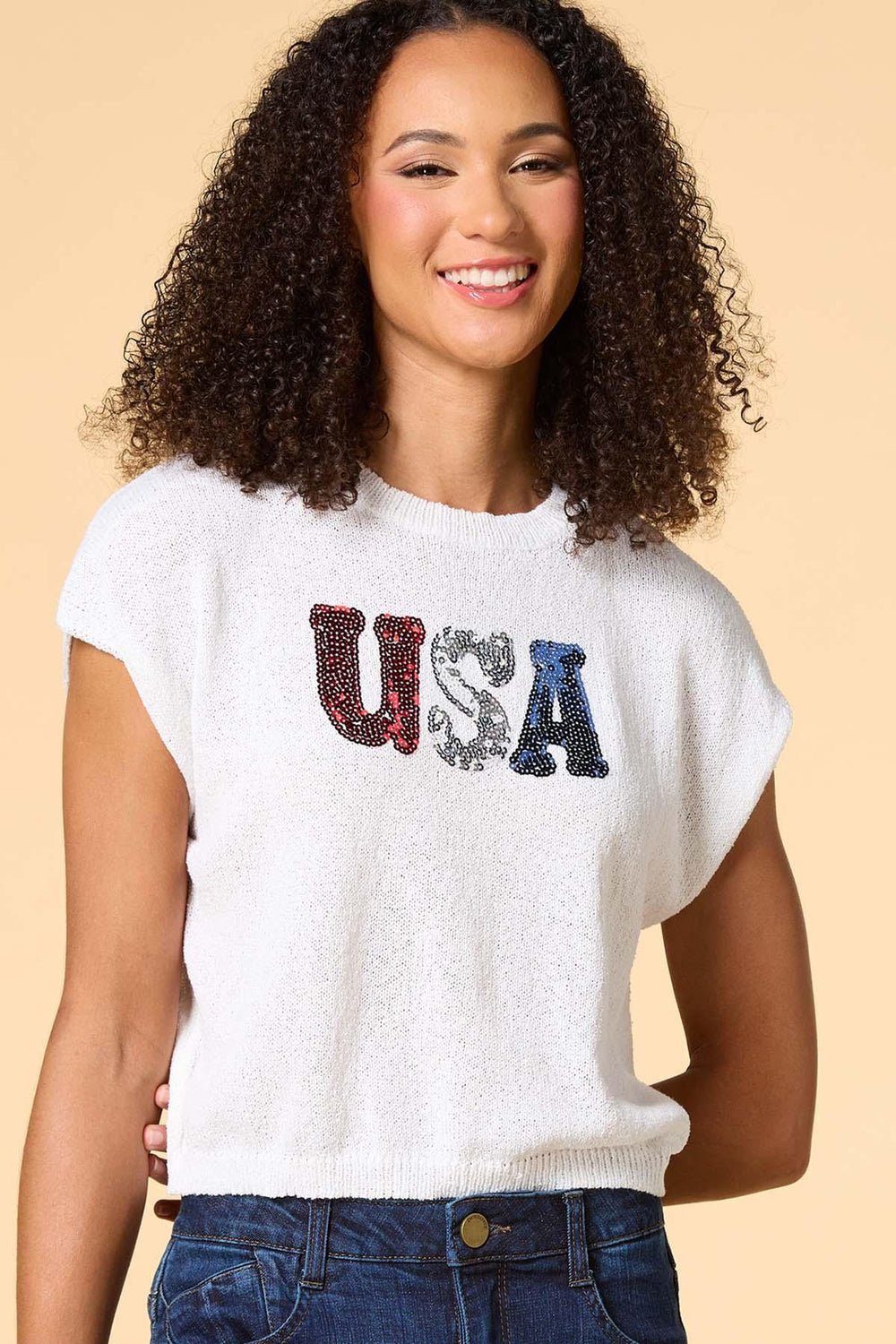 born in the usa sequin sweater Versona Trends|Apparel