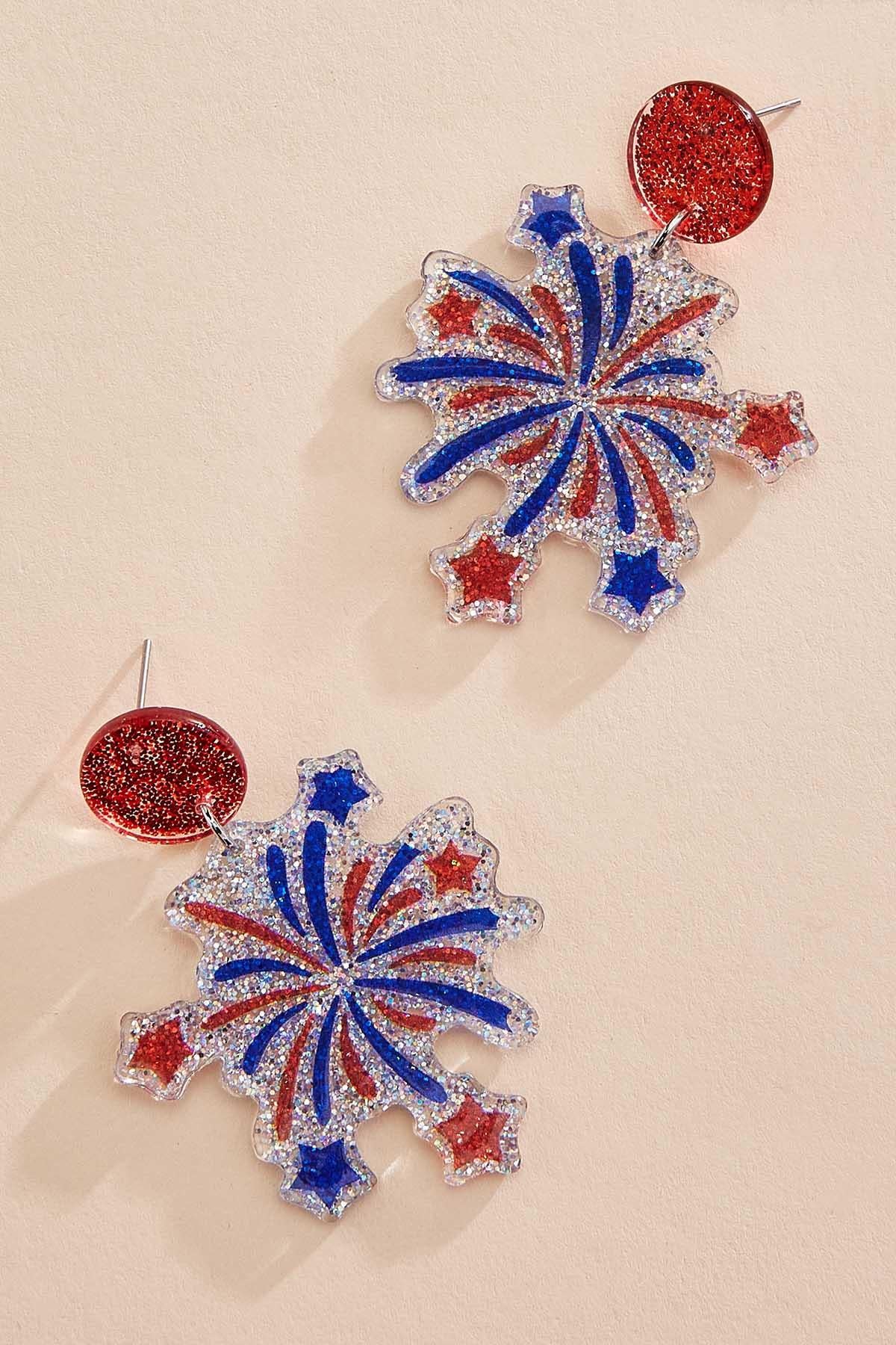 glittery americana firework earrings Versona Trends