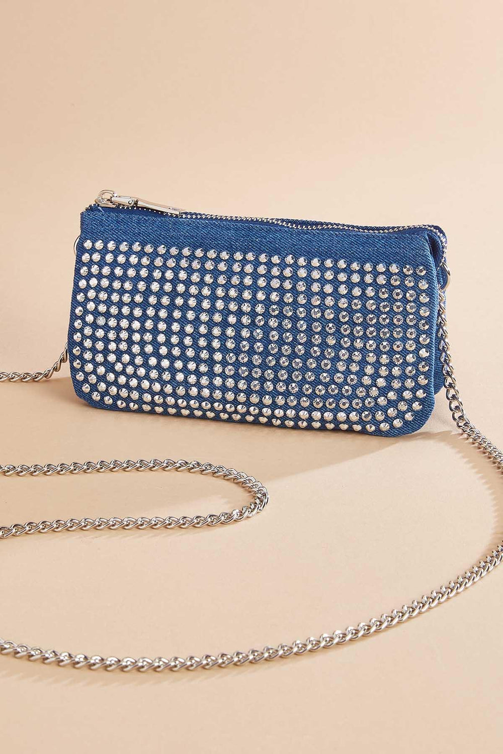 rhinestone denim mini pouch crossbody Versona Trends|Accessories