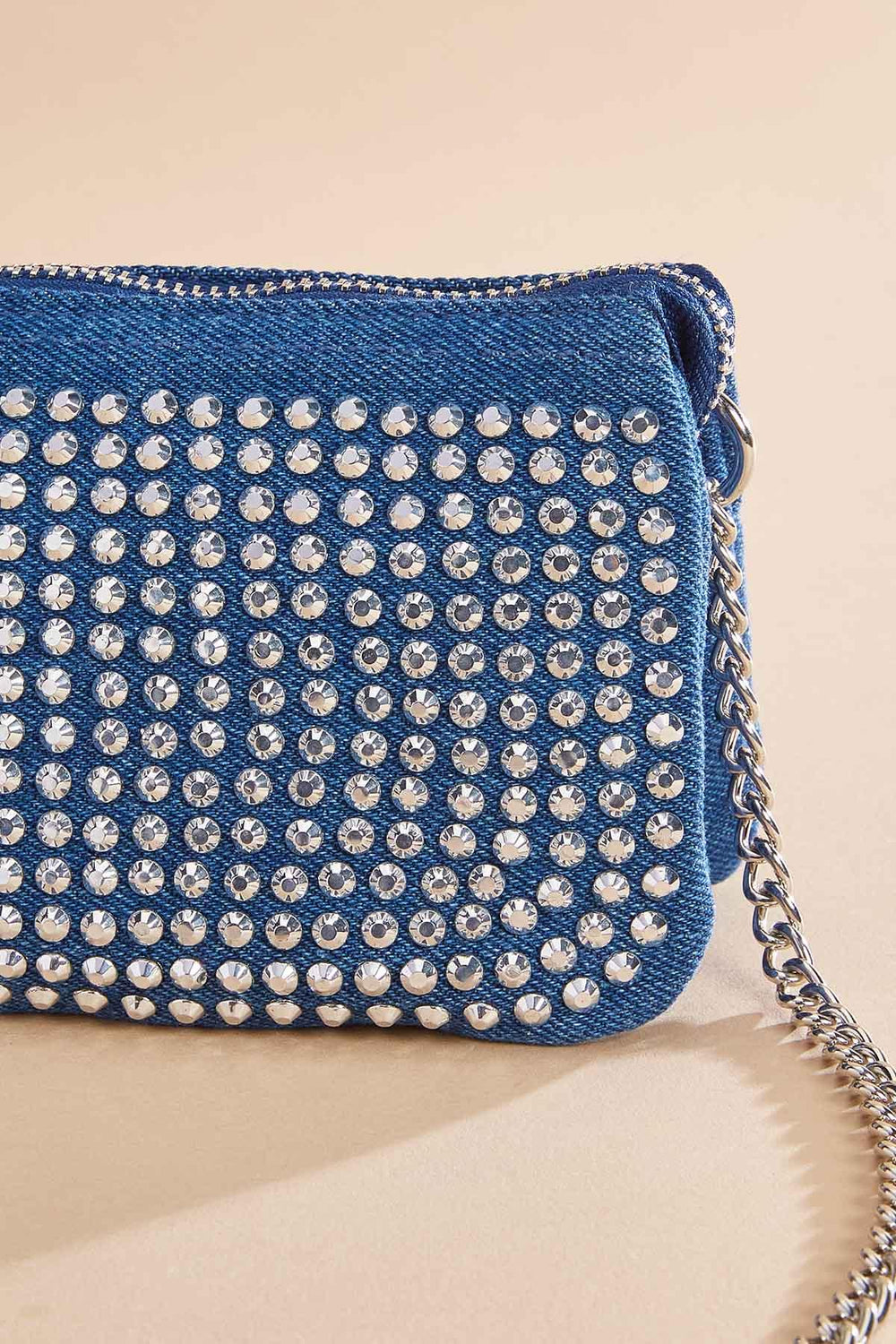 rhinestone denim mini pouch crossbody Versona Trends|Accessories
