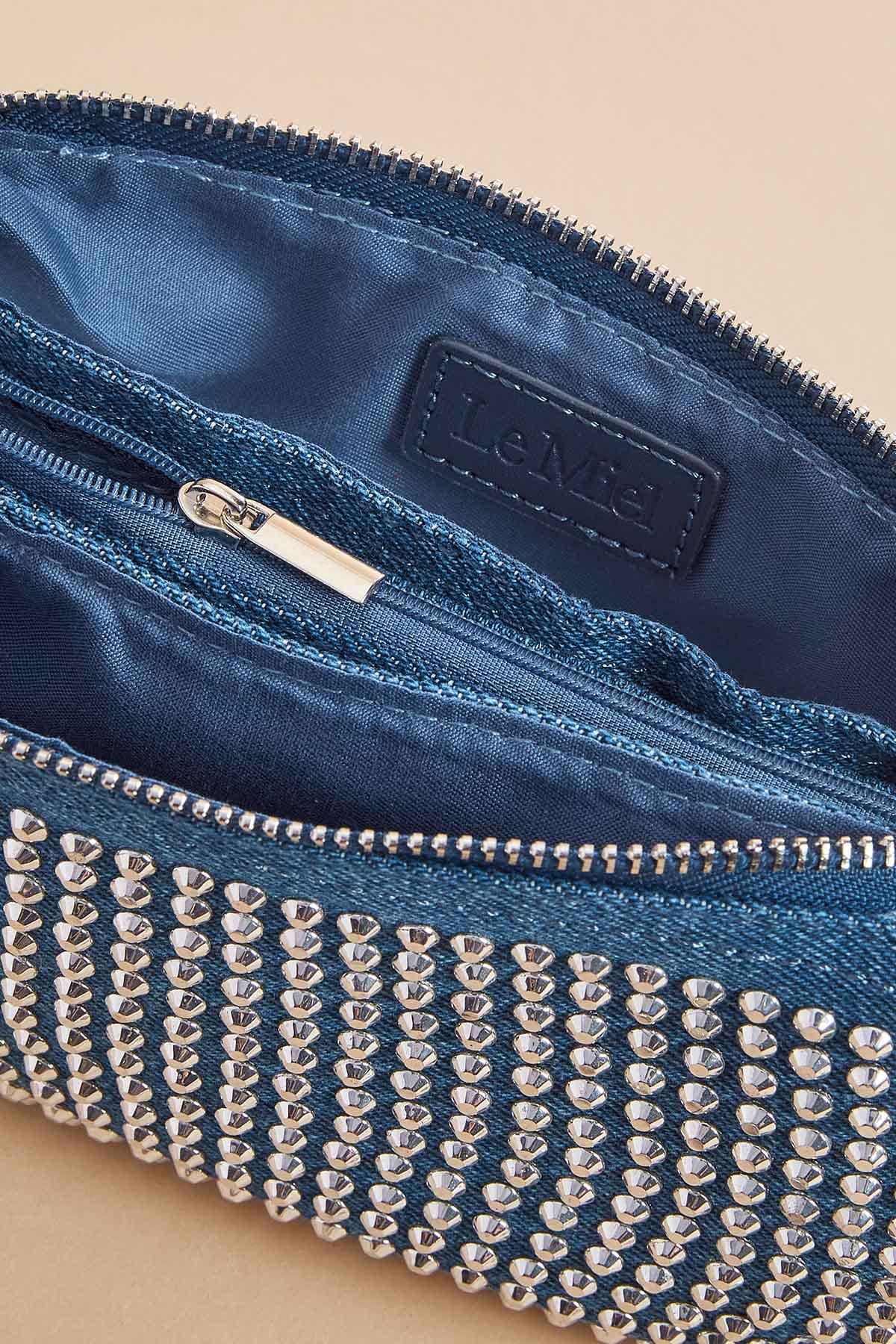 rhinestone denim mini pouch crossbody Versona Trends|Accessories
