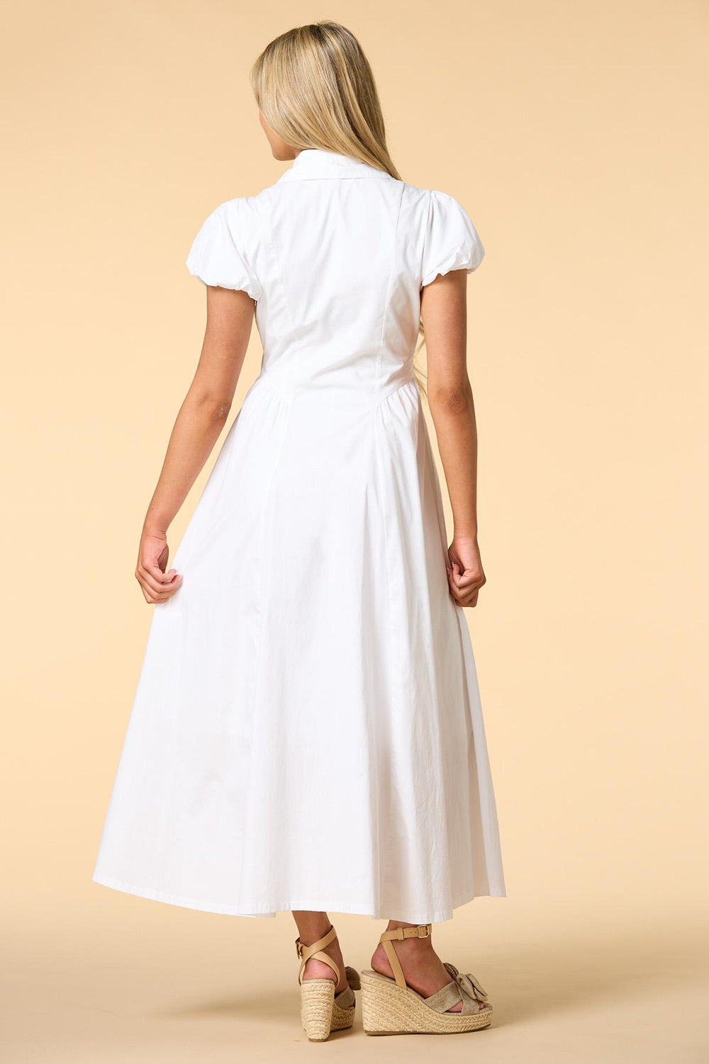 puff luck maxi shirt dress Versona Trends