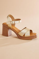 gold crossover band heels Versona Trends|Shoes