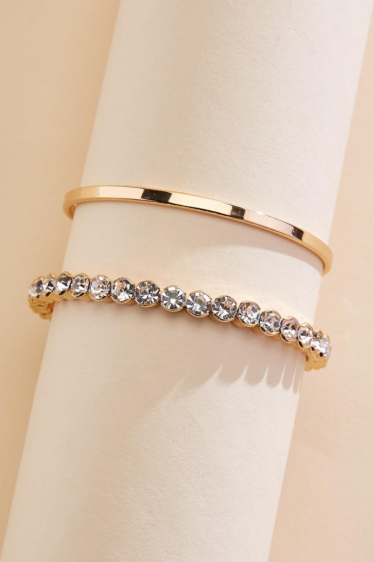 gold glass embellished cuff bracelet set Versona Trends|Jewelry