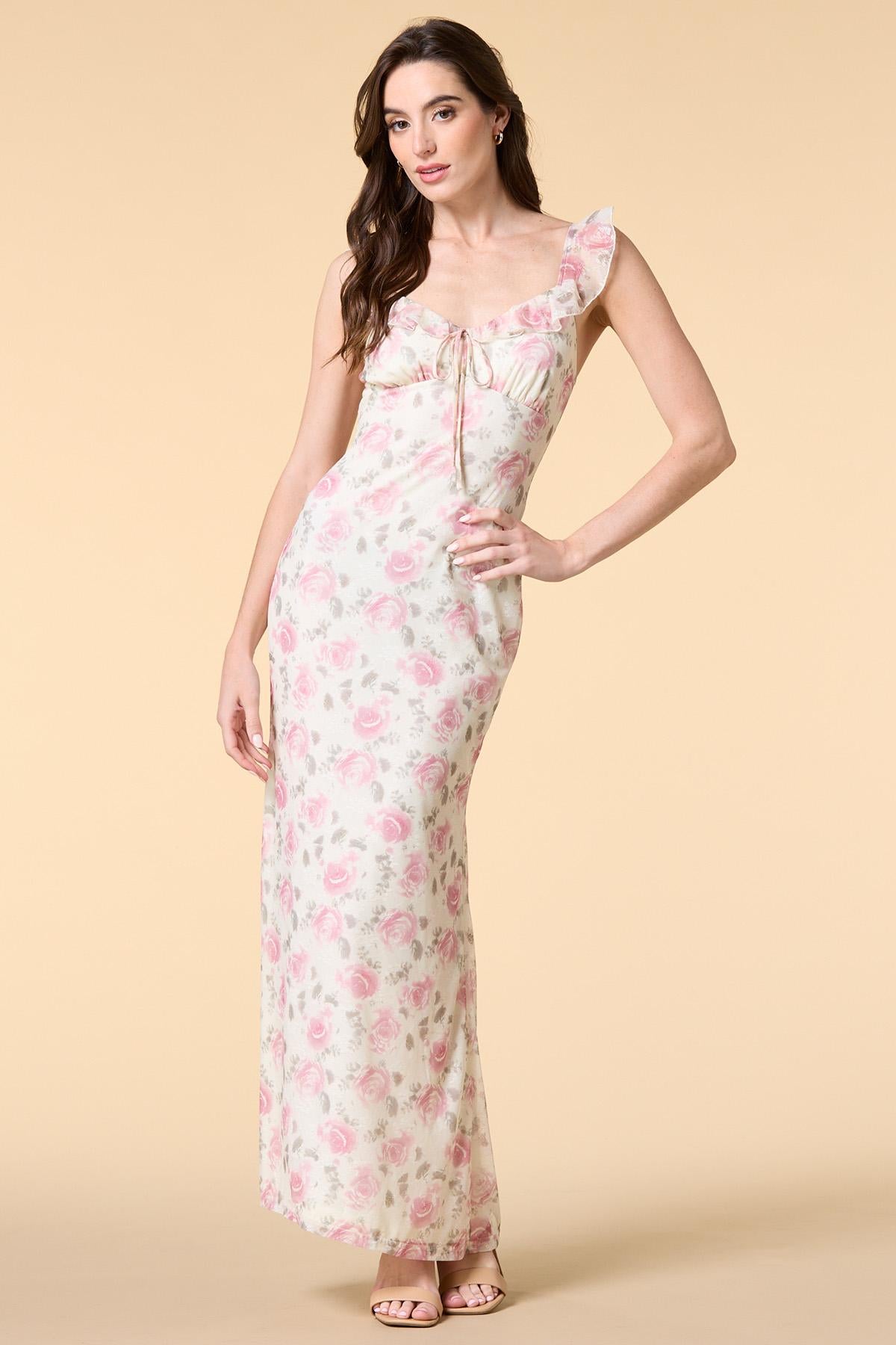 coming up roses mesh maxi dress Versona Trends