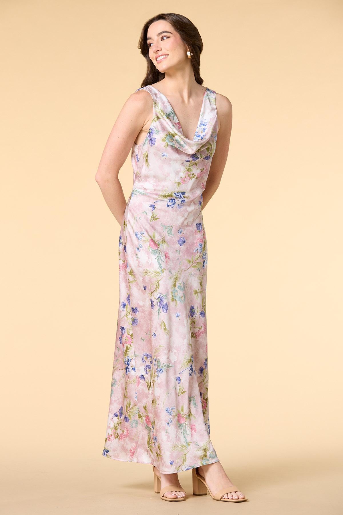 tea party satin maxi dress Versona Trends