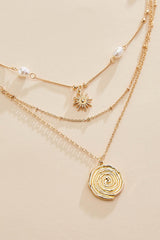 gold sun swirl pendant layered necklace Versona Trends|Jewelry