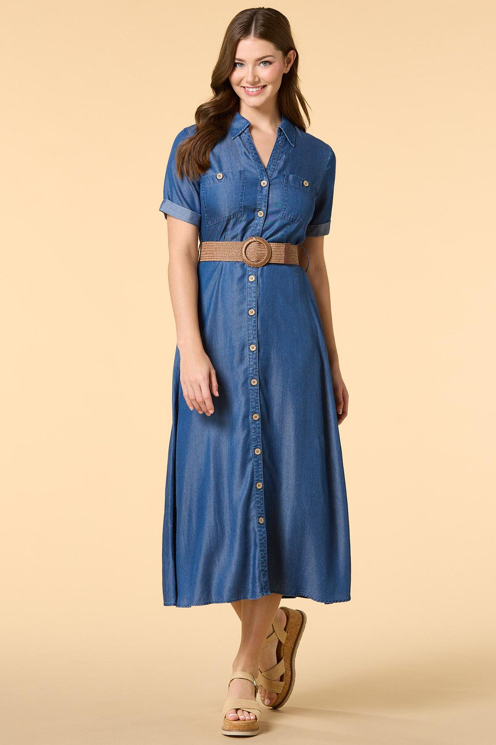 almost famous chambray maxi dress Versona Trends|Apparel