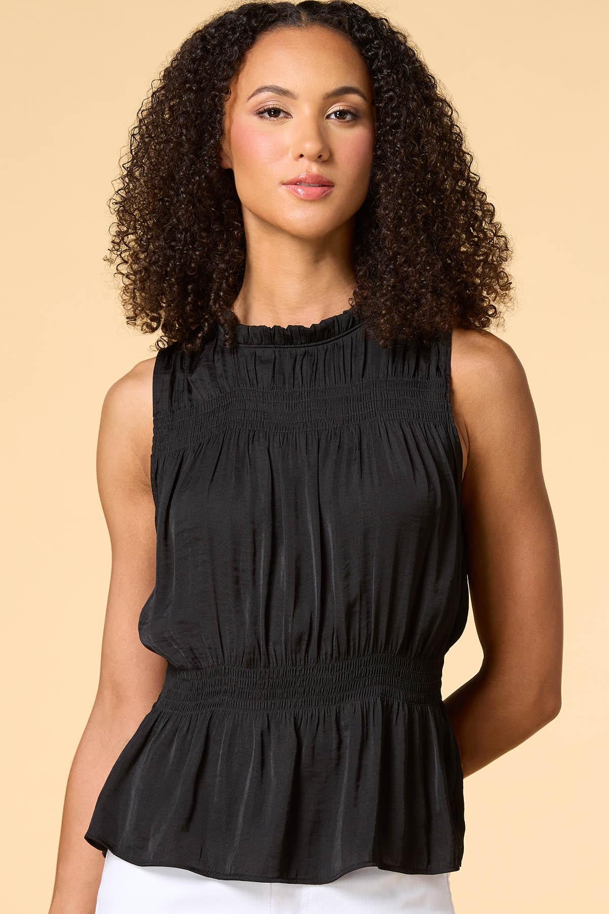 smock and roll satin tank Versona Trends