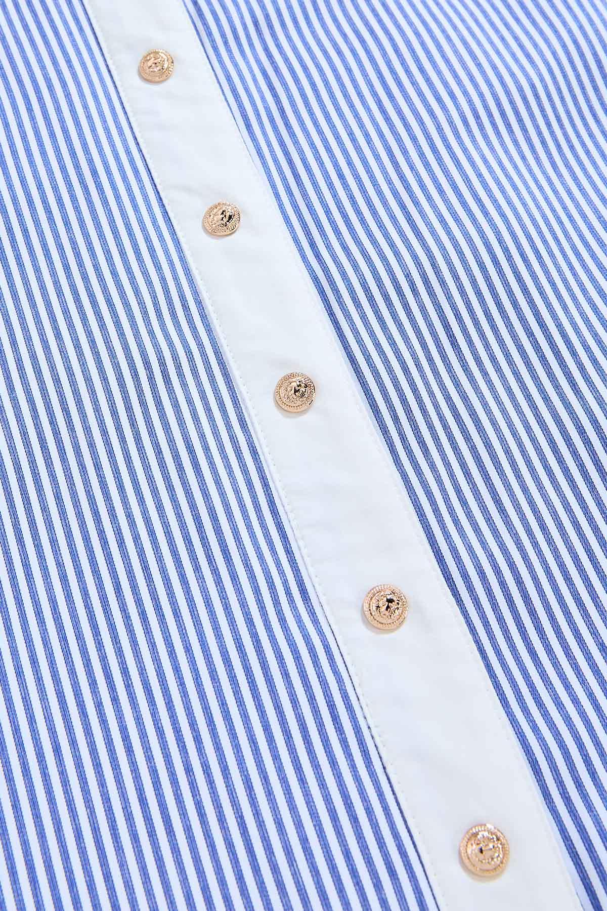 cache contrast trim striped midi shirt dress Versona Caché