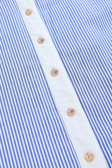 cache contrast trim striped midi shirt dress Versona Caché
