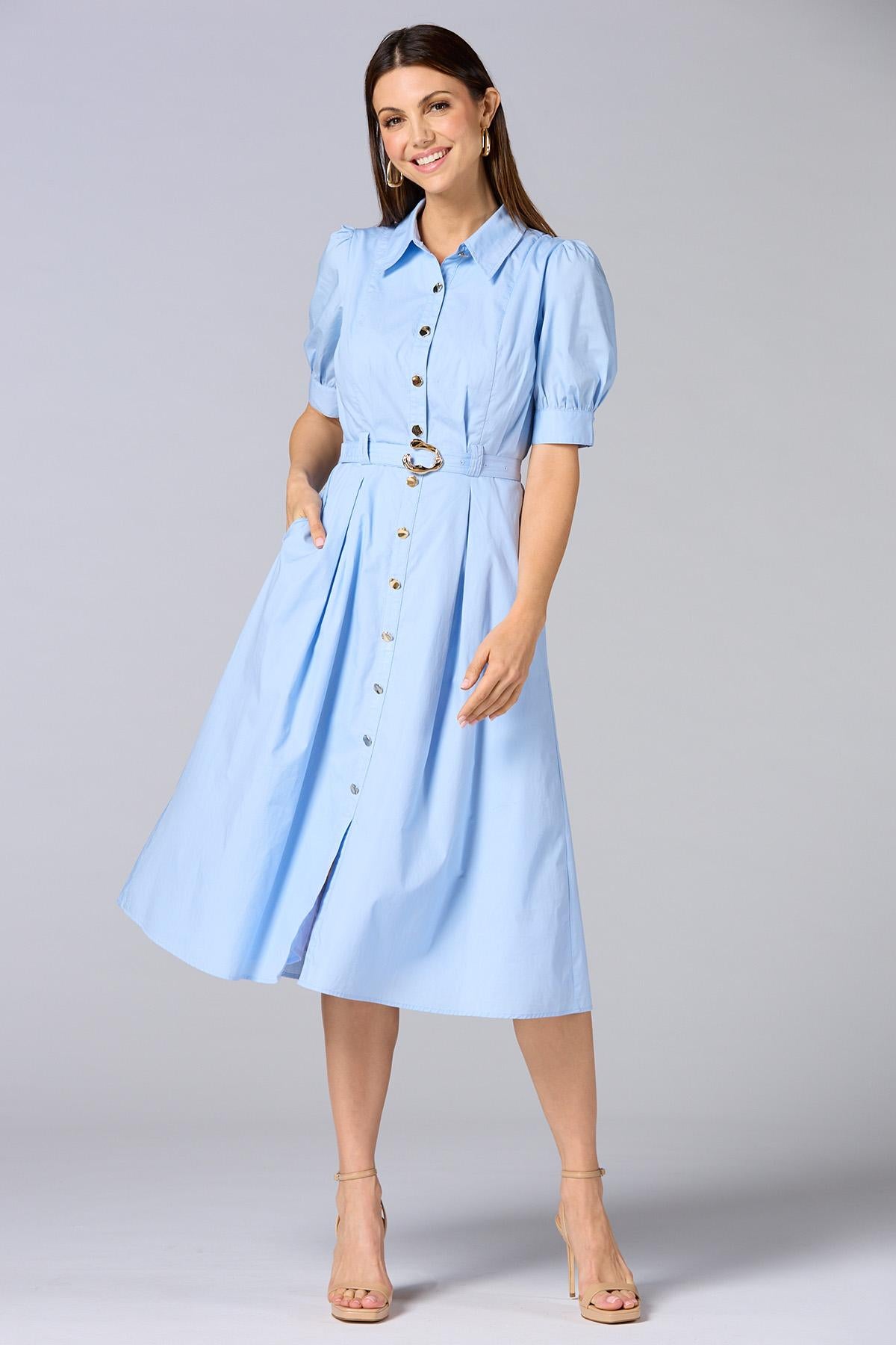 cache belted midi shirt dress Versona Caché