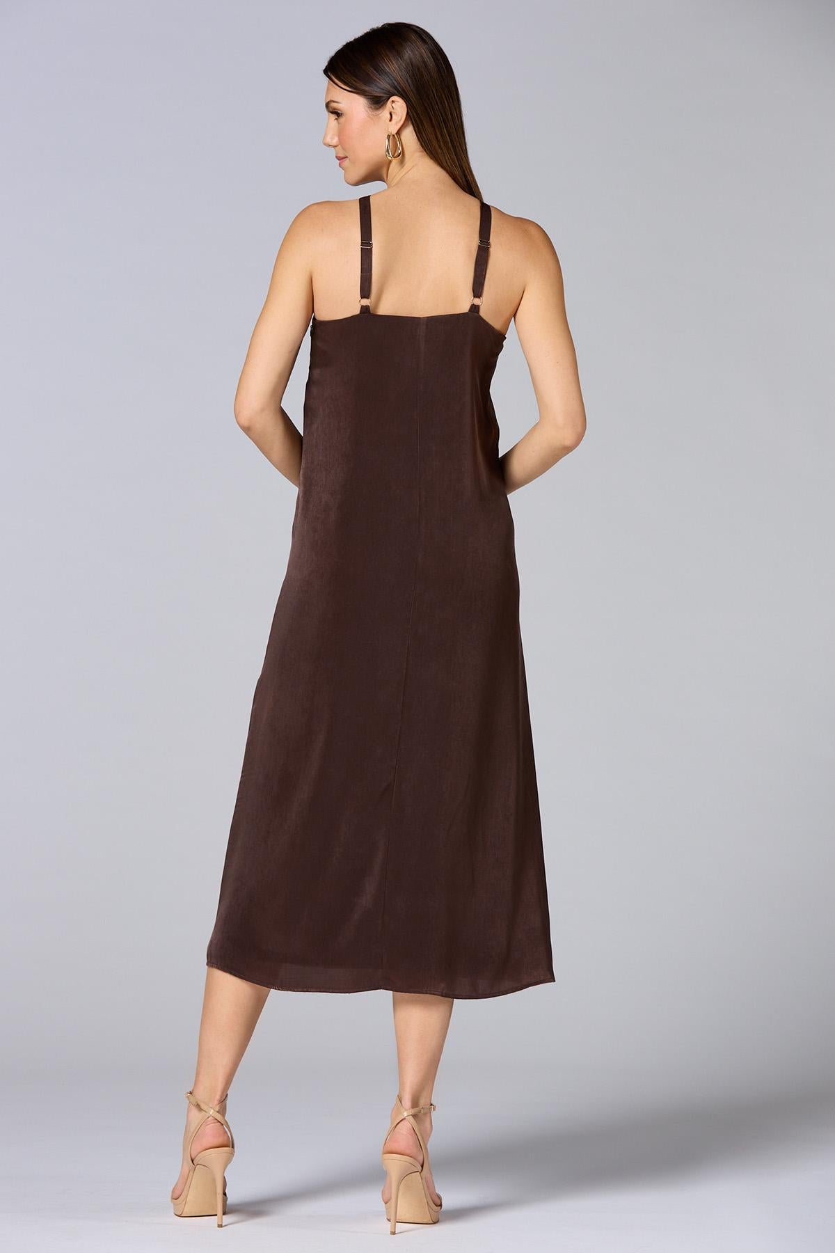 cache satin halter midi dress Versona Caché