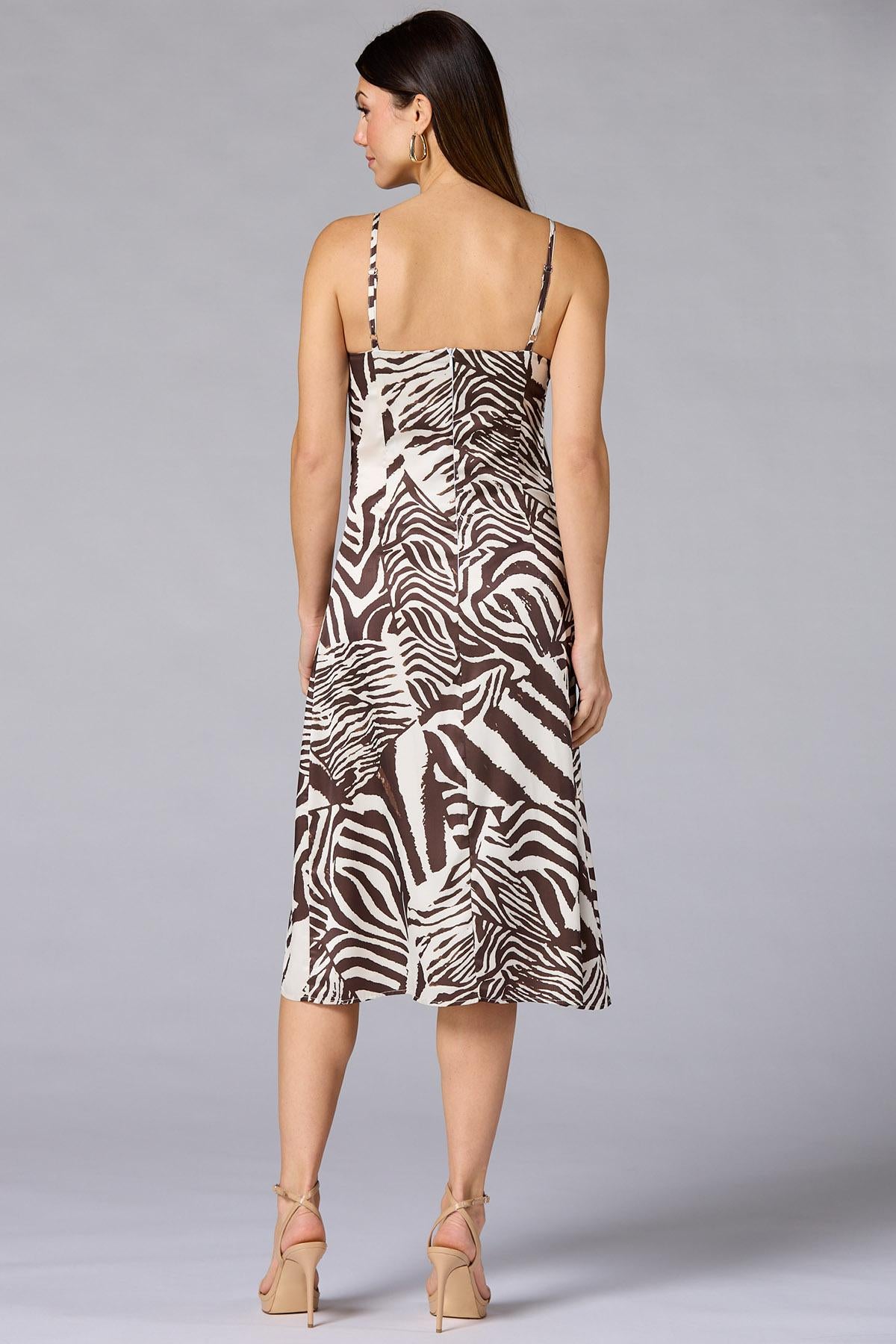cache satin zebra midi dress Versona Caché