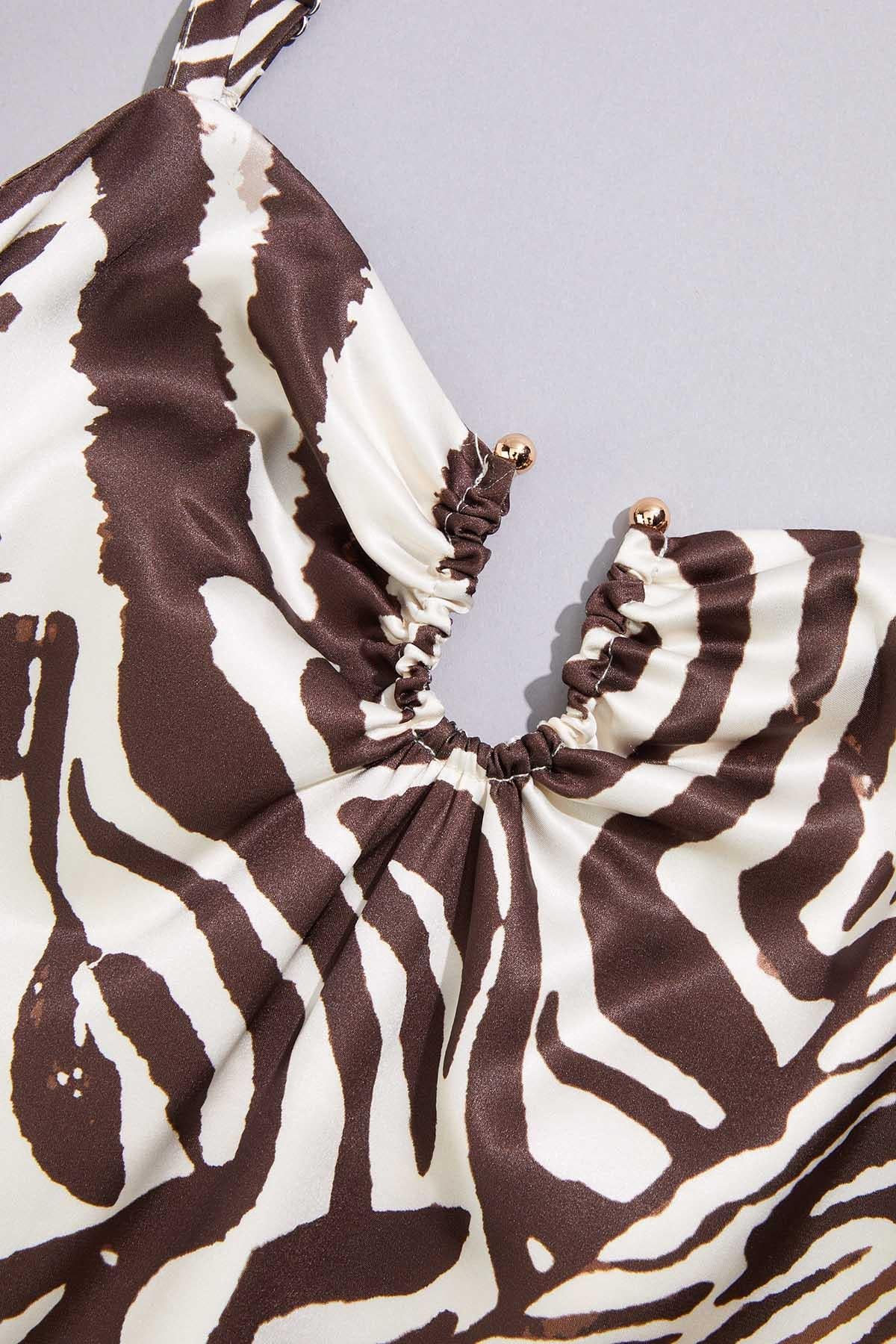 cache satin zebra midi dress Versona Caché