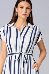 cache striped cap sleeve midi dress Versona Caché