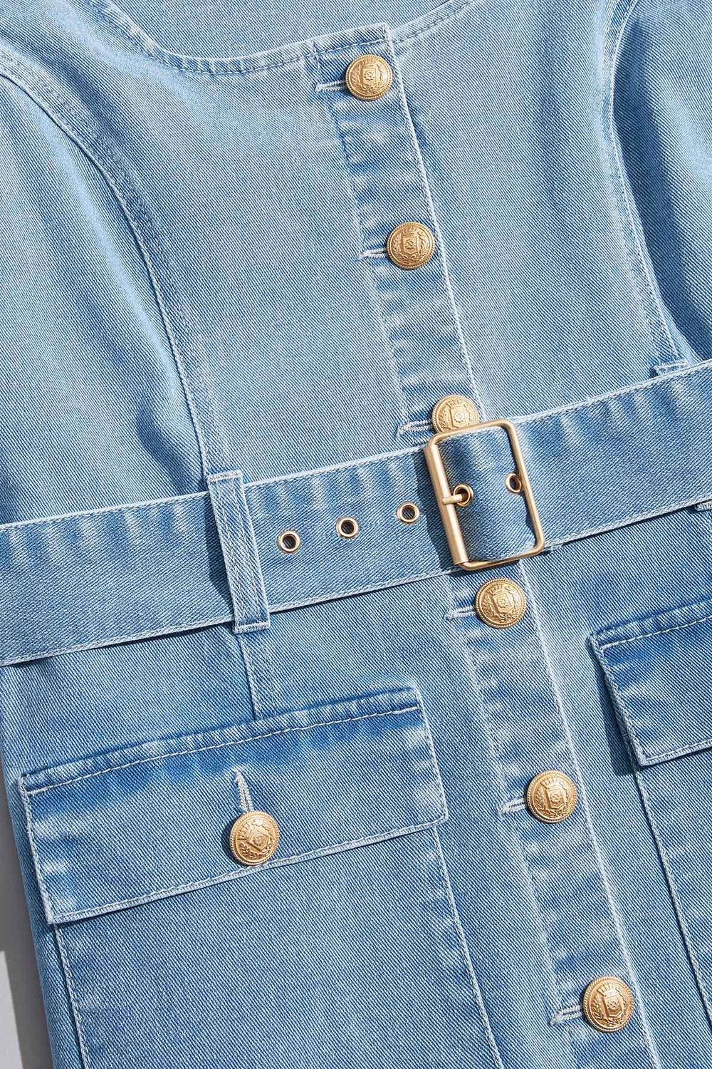 cache denim button down dress Versona Caché