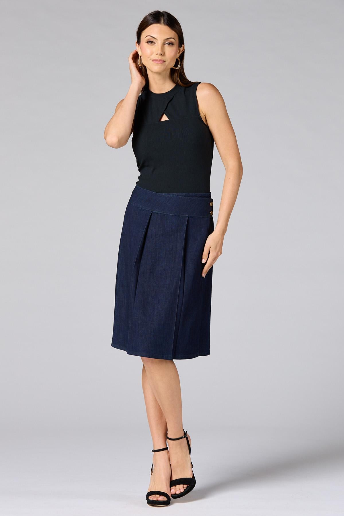 cache ribbed keyhole neckline tank- black Versona Caché