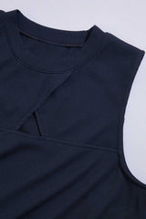 cache ribbed keyhole neckline tank- black Versona Caché