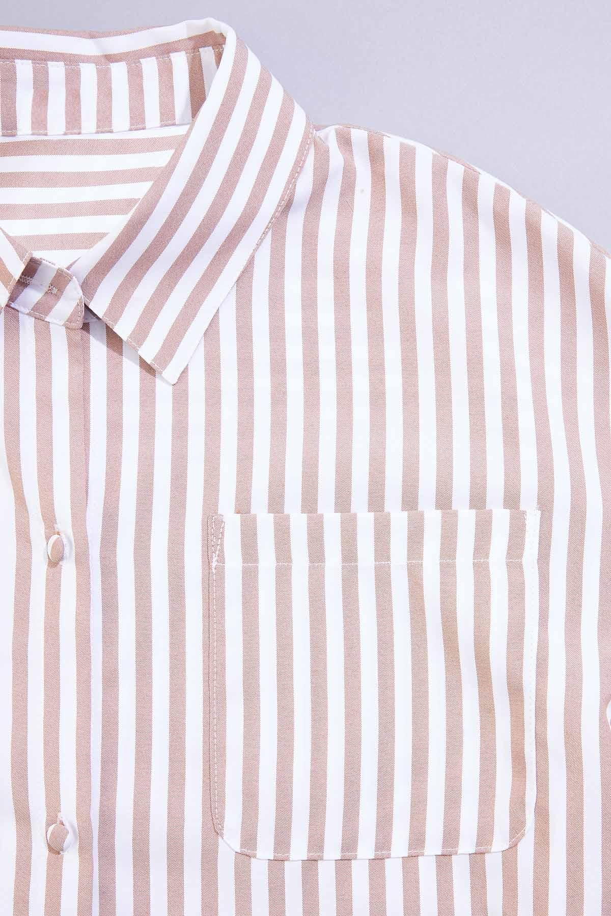 cache french cuff striped shirt- brown Versona Caché