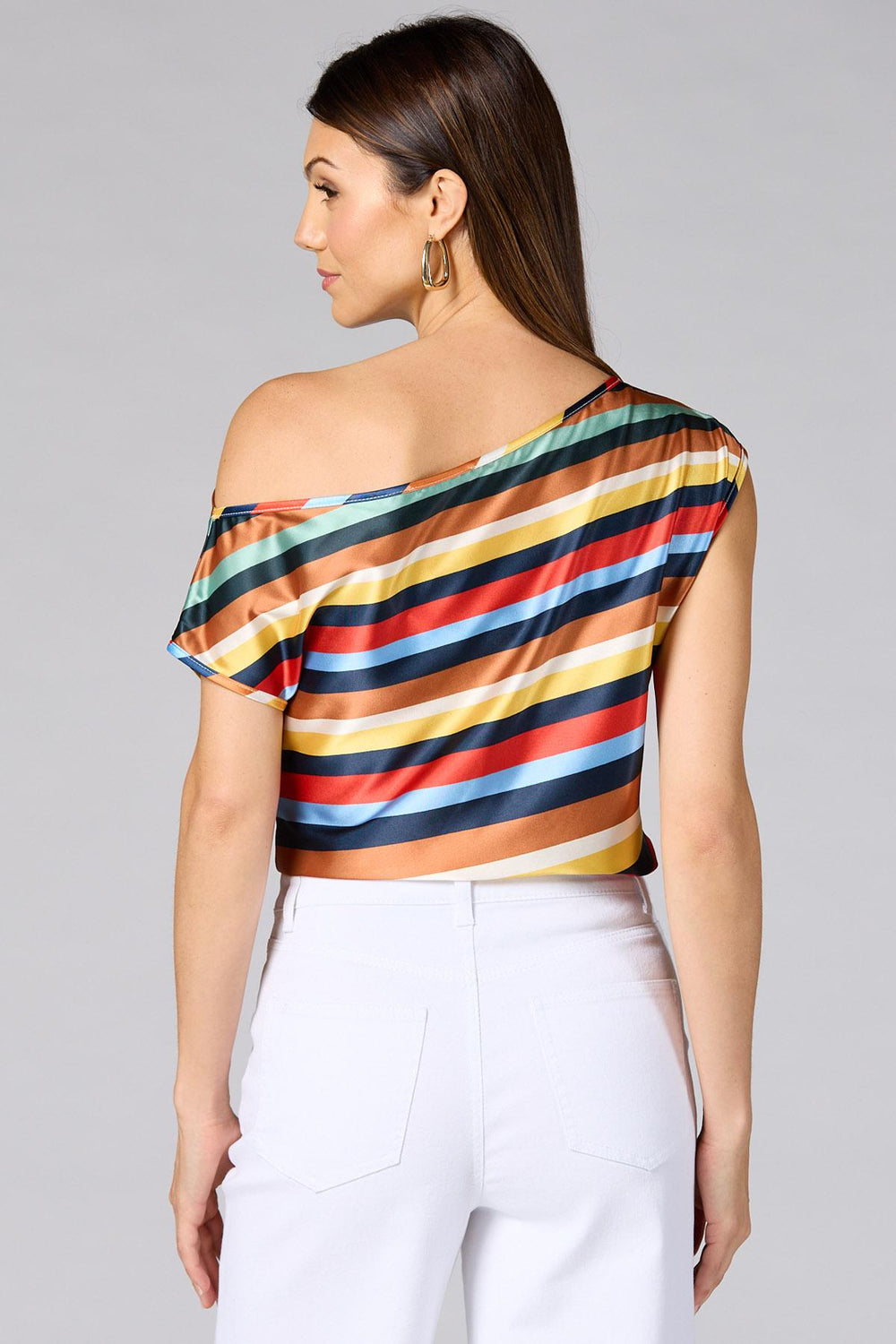 cache off the shoulder multicolor stripe top Versona Caché
