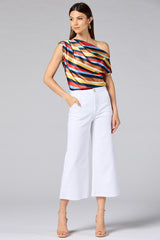 cache off the shoulder multicolor stripe top Versona Caché