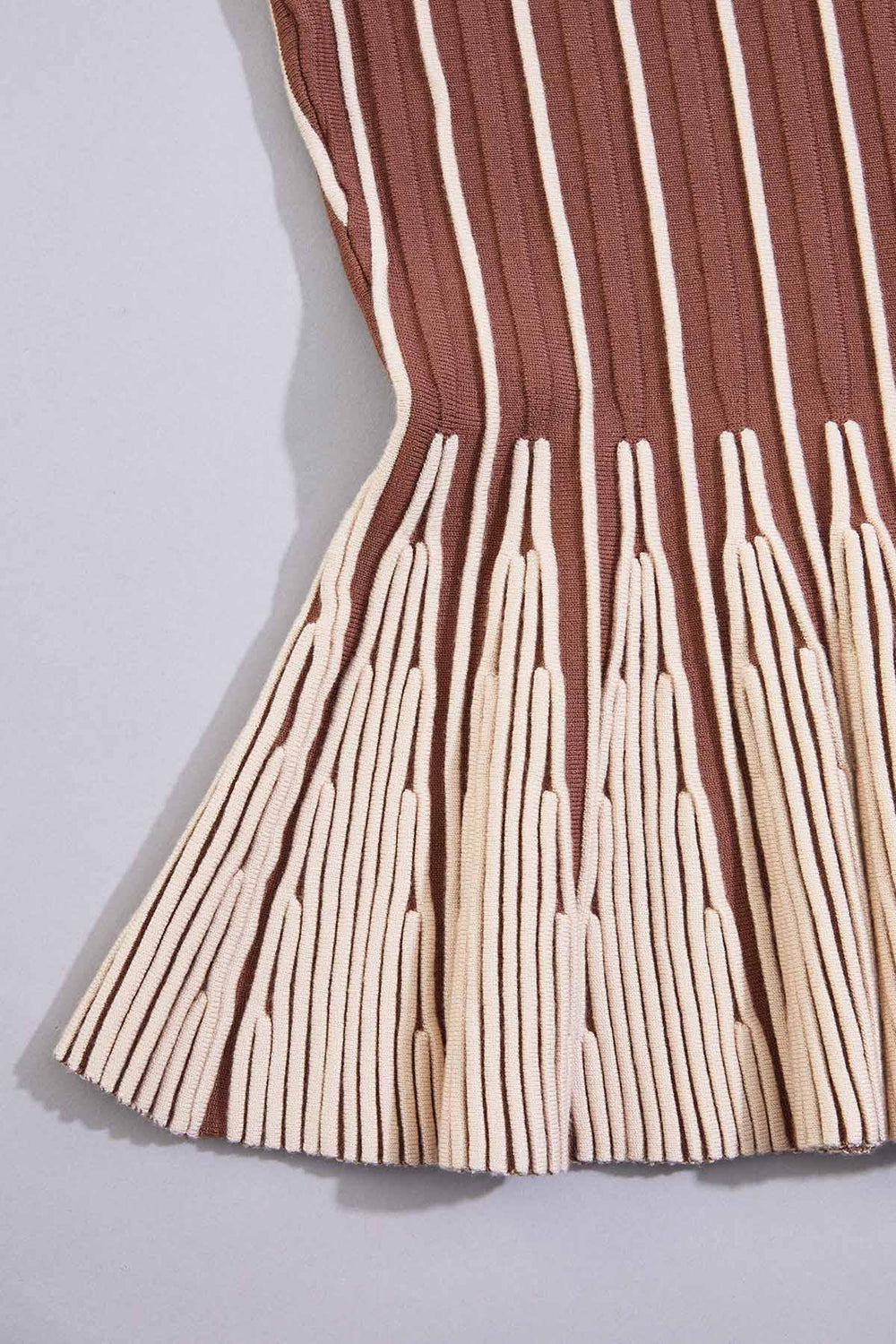 cache striped peplum top- brown Versona Caché