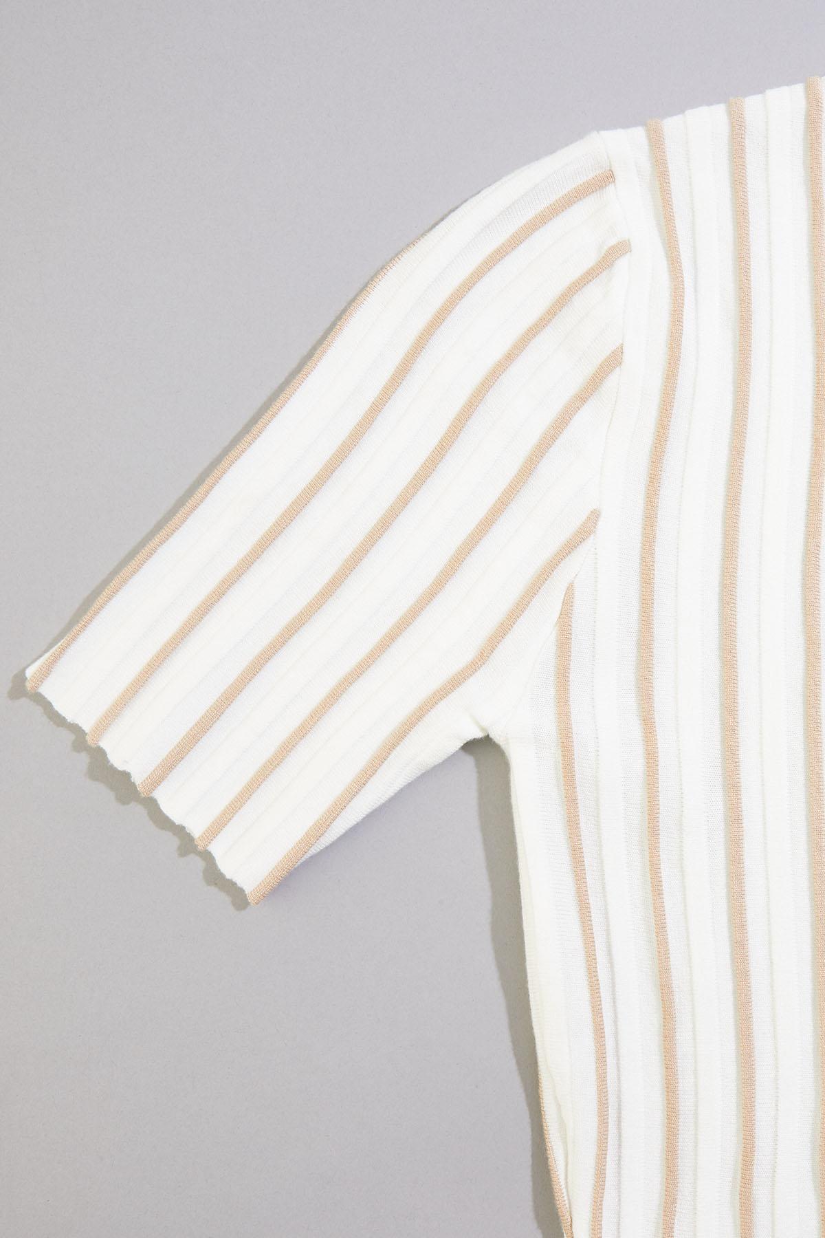 cache striped peplum top- white Versona Caché