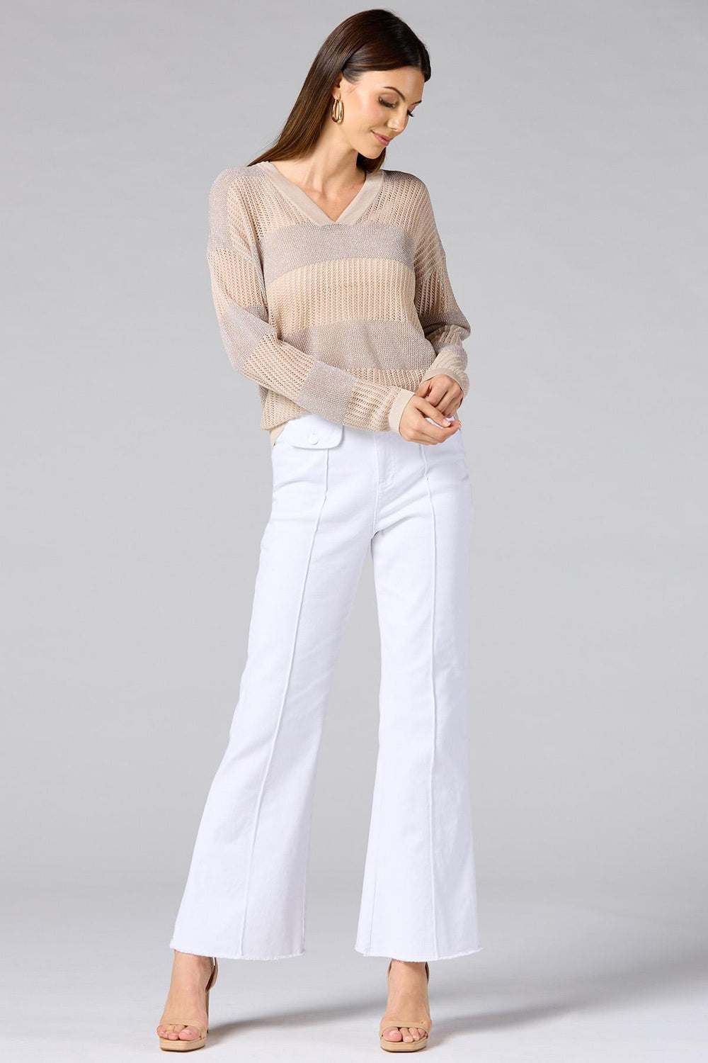 cache open knit striped pullover Versona Caché