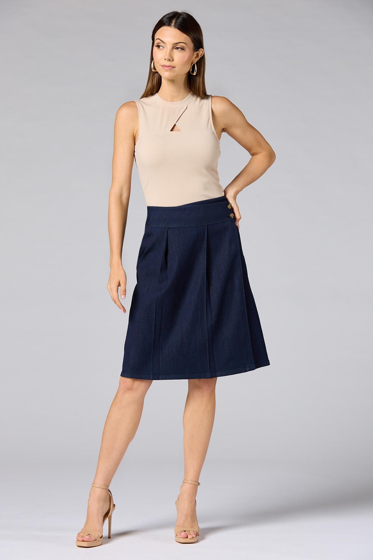 cache ribbed keyhole neckline tank- nude Versona Caché