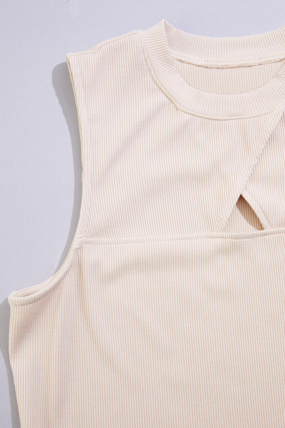 cache ribbed keyhole neckline tank- nude Versona Caché