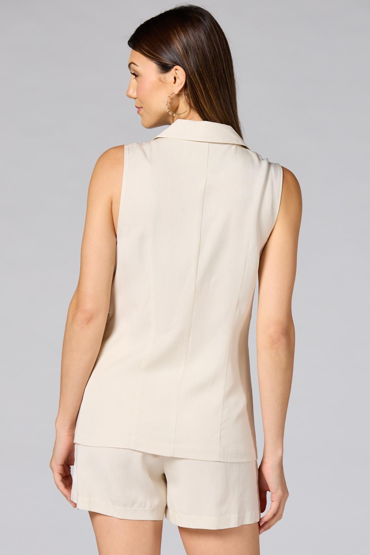cache gold buckle belted vest Versona Caché