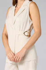 cache gold buckle belted vest Versona Caché