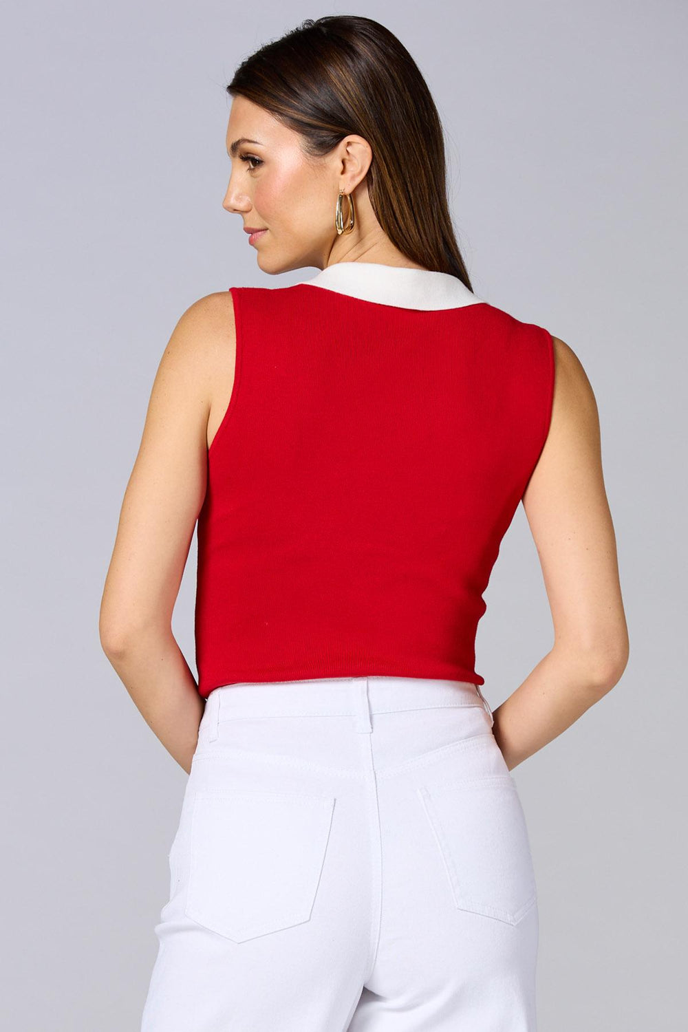 cache contrast button sweater tank Versona Caché